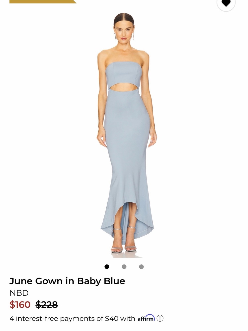 NBD Strapless Cutout Gown in Baby Blue